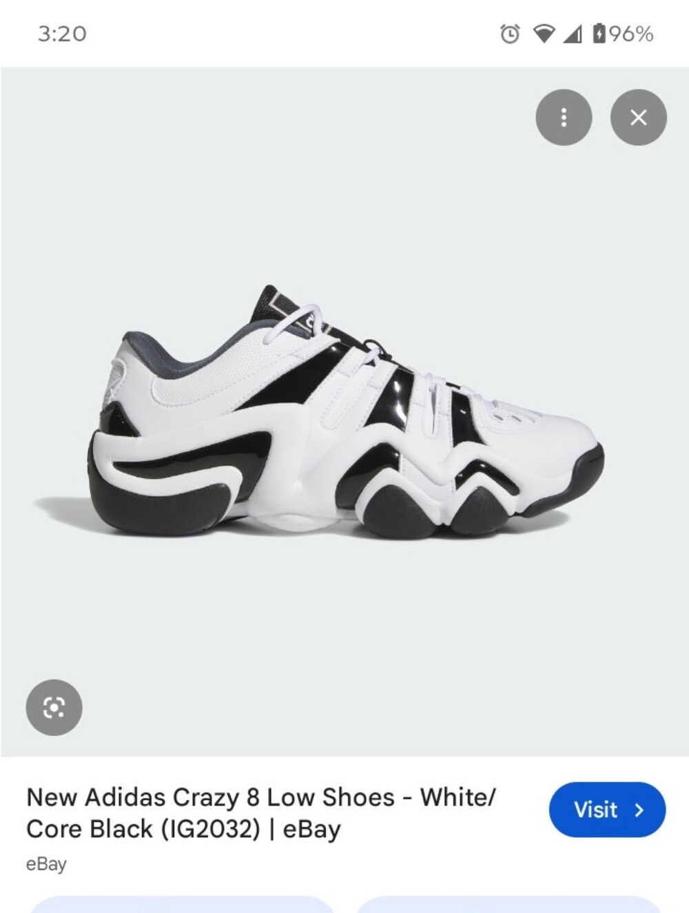 Size 12 Kobe Bryant Adidas Crazy 8 Low - White & Black